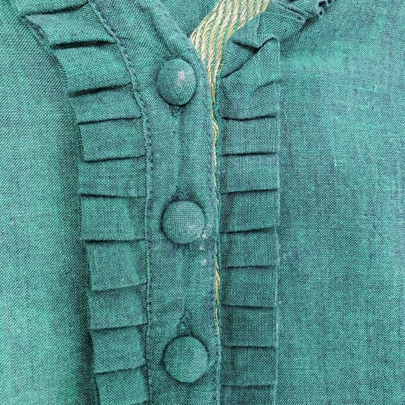 Fabindia Green and Gold Long Sleeve Blouse- Women- Size XS - Picture 4 of 13